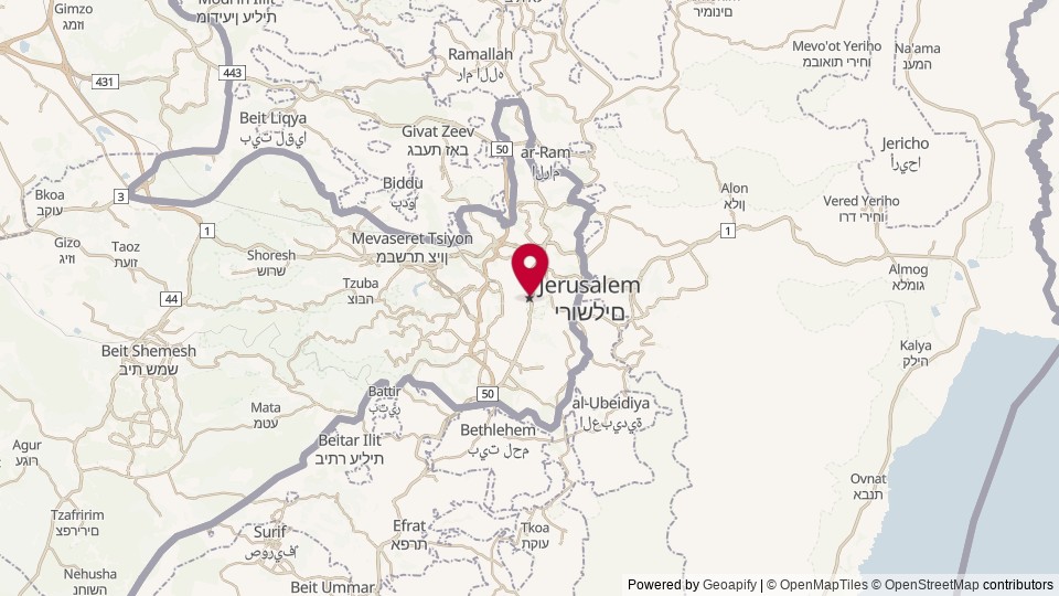 Map of Jerusalem, Jerusalem District, Israel