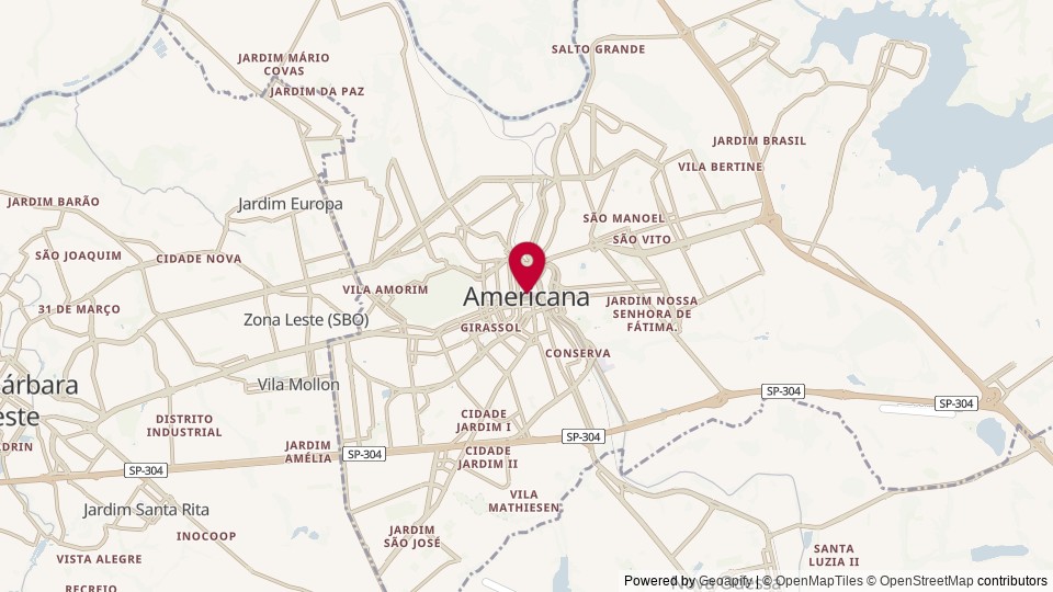 Map of Americana, SP, Brazil