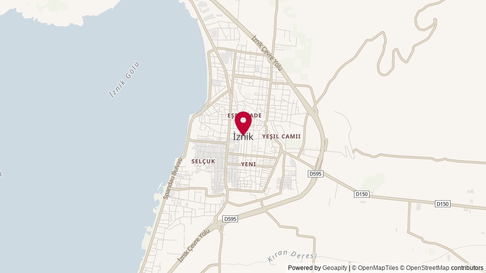 Map of Iznik, Marmara Region, Turkey