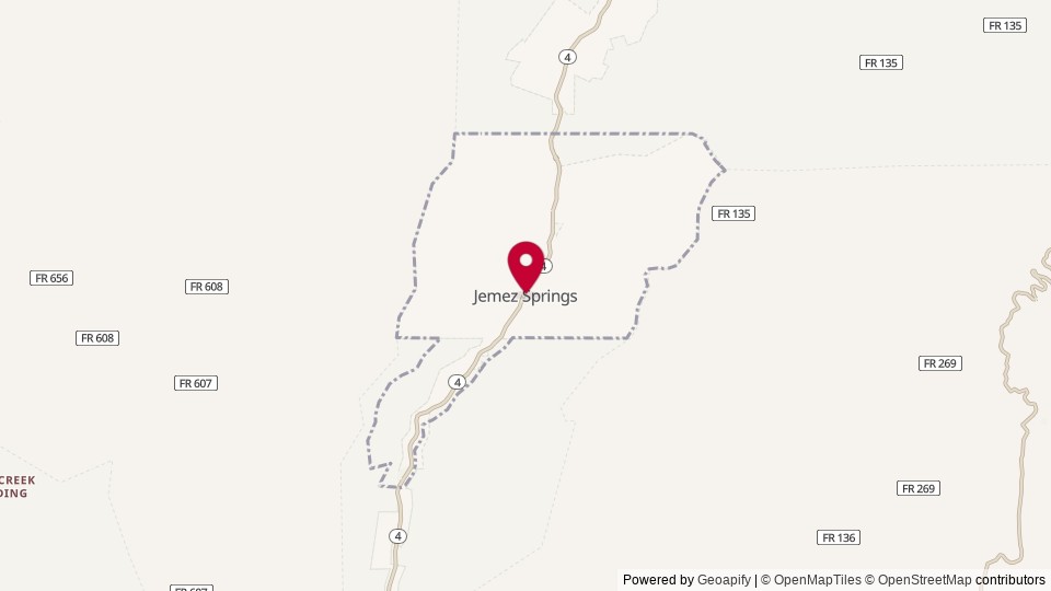 Map of Jemez Springs, NM, United States of America