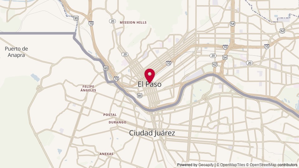 Map of El Paso, TX, United States of America