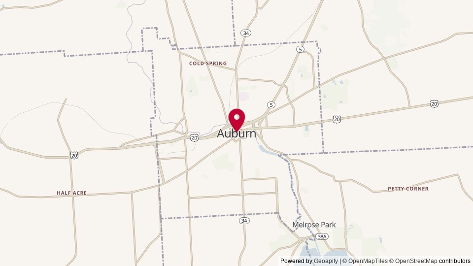 Map of City of Auburn, Auburn, NY, United States of America