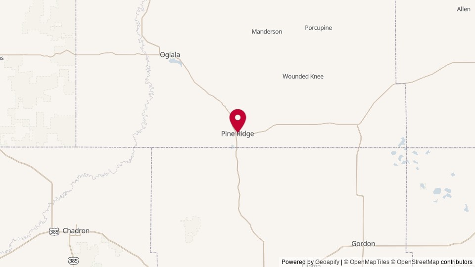 Map of Pine Ridge, SD, United States of America
