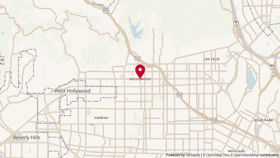 Map of Hollywood, Los Angeles, CA, United States of America